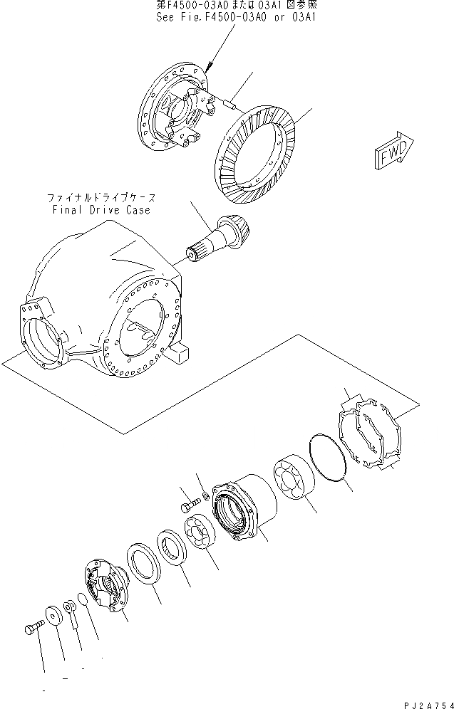 Схема запчастей Komatsu GD675-3 - ЗАДН. МОСТ (КОНЕЧНАЯ ПЕРЕДАЧА) (КОНИЧЕСКАЯ ПЕРЕДАЧА)(№-) ТРАНСМИССИЯ