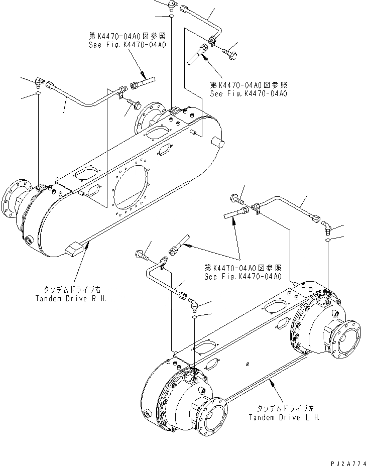 Схема запчастей Komatsu GD675-3 - ЗАДН. МОСТ (СДВОЕНН. ПРИВОД) (ТОРМОЗНАЯ ГИДРОЛИНИЯ)(№-) ТРАНСМИССИЯ