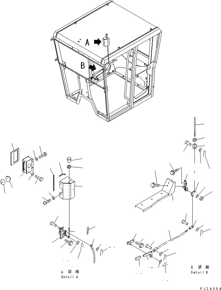 Схема запчастей Komatsu GD675-3 - КАБИНА (БЛОКИР.¤ ПРАВ.) (ВЫС. КАБИНА ROPS) КАБИНА ОПЕРАТОРА И СИСТЕМА УПРАВЛЕНИЯ
