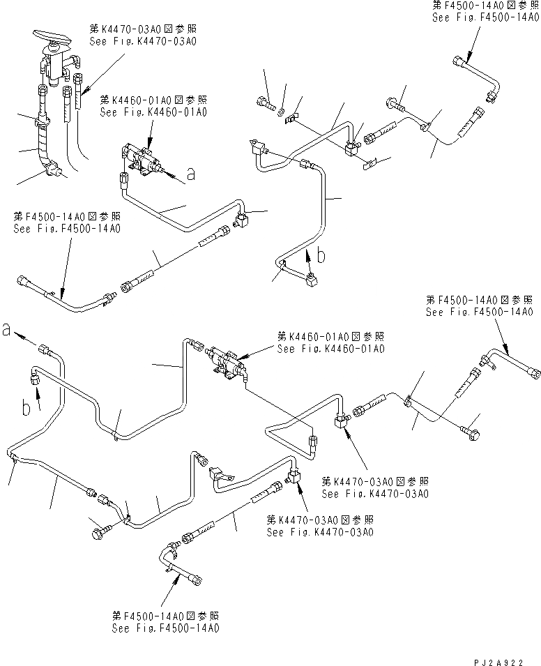 Схема запчастей Komatsu GD675-3 - ПЕДАЛЬ ТОРМОЗА ТРУБЫ (/)(№-) КАБИНА ОПЕРАТОРА И СИСТЕМА УПРАВЛЕНИЯ
