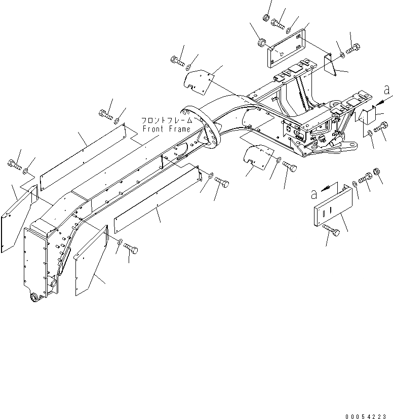 Схема запчастей Komatsu GD675-3 - ПОКРЫТИЕ ПОЛА И ПЕРЕДН. РАМА COVER(№-) ЧАСТИ КОРПУСА