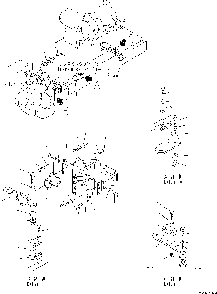 Схема запчастей Komatsu GD705A-4A-N - ДВИГАТЕЛЬ И ЧАСТИ КРЕПЛЕНИЯ ТРАНСМИССИИ (ДЖОЙСТИК РЫЧАГ СПЕЦ-Я.) КОМПОНЕНТЫ ДВИГАТЕЛЯ И ЭЛЕКТРИКА
