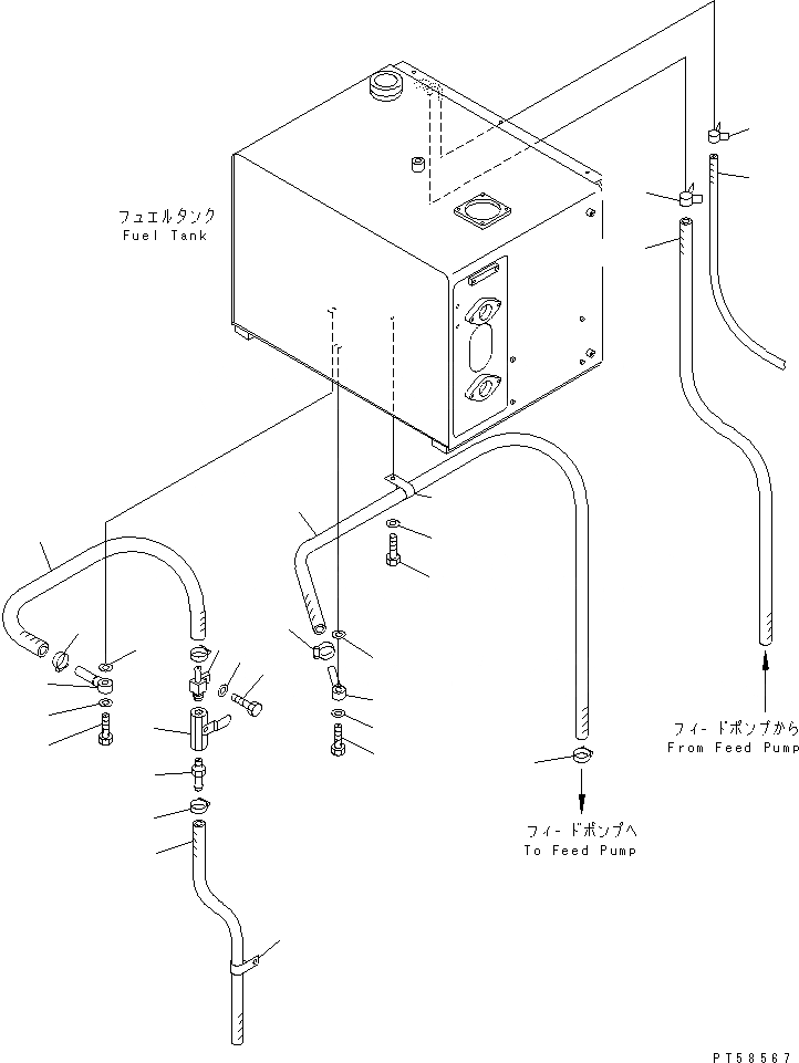Схема запчастей Komatsu GD705A-4A-N - ТОПЛИВОПРОВОД. КОМПОНЕНТЫ ДВИГАТЕЛЯ И ЭЛЕКТРИКА