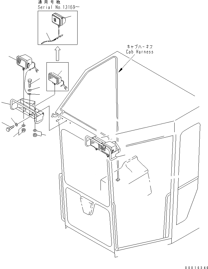 Схема запчастей Komatsu GD705A-4A-N - ПЕРЕДН. РАБОЧ. ОСВЕЩЕНИЕ И ПРОТИВОТУМАНН. ФАРЫ (КАБИНА ВЕРХН. КРЕПЛЕНИЕ ТИП) КОМПОНЕНТЫ ДВИГАТЕЛЯ И ЭЛЕКТРИКА