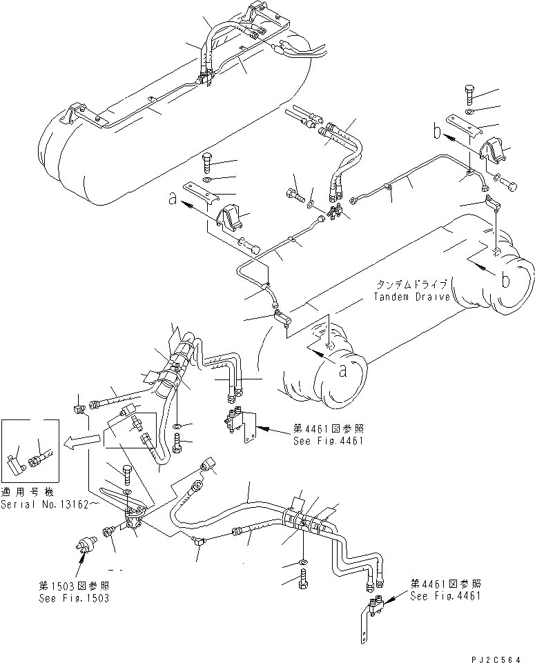 Схема запчастей Komatsu GD705A-4A-N - ТОРМОЗНАЯ ГИДРОЛИНИЯ (/) (ДЖОЙСТИК РЫЧАГ СПЕЦ-Я.) СИСТЕМА УПРАВЛЕНИЯ