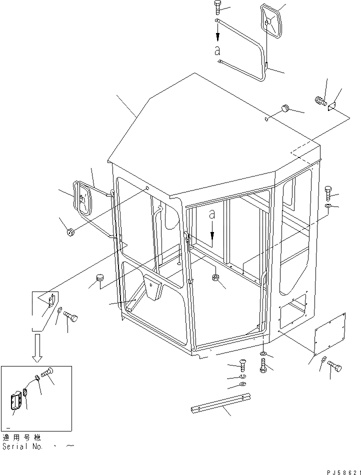 Схема запчастей Komatsu GD705A-4A-N - КАБИНА (/9) (КАБИНА) РАМА И ЧАСТИ КОРПУСА