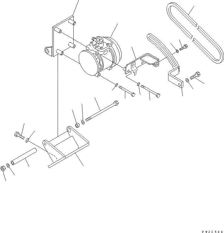 Схема запчастей Komatsu GD705A-4A-N - КОНДИЦ. ВОЗДУХА (КОМПРЕССОР И ЭЛЕМЕНТЫ КРЕПЛЕНИЯ) РАМА И ЧАСТИ КОРПУСА