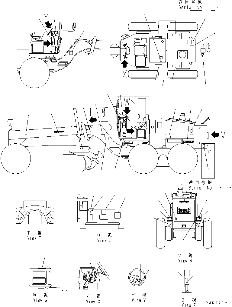 Схема запчастей Komatsu GD705A-4A-N - МАРКИРОВКА (СПЕЦ-Я С АВТОМ. ТРАНСМИССИЕЙ) МАРКИРОВКА¤ ИНСТРУМЕНТ И РЕМКОМПЛЕКТЫ
