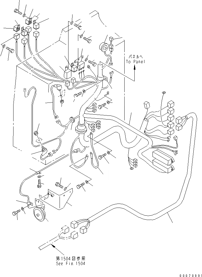 Схема запчастей Komatsu GD705A-4 - ЭЛЕКТРИКА (ЛИНИЯ ПАНЕЛИ ПРИБОРОВ) (ДЛЯ NEGATIVE СТОЯНОЧНЫЙ ТОРМОЗ)(№8-) КОМПОНЕНТЫ ДВИГАТЕЛЯ И ЭЛЕКТРИКА