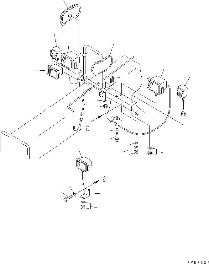 Схема запчастей Komatsu GD705A-4 - ГОЛОВНОЕ ОСВЕЩЕНИЕ И ПЕРЕДН. CONBINATION ОСВЕЩЕНИЕ (С  MIRROR)(№-) КОМПОНЕНТЫ ДВИГАТЕЛЯ И ЭЛЕКТРИКА