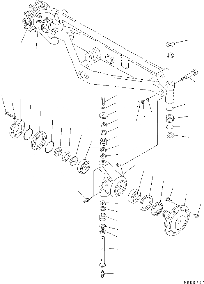 Схема запчастей Komatsu GD705A-4 - ПЕРЕДНИЙ МОСТ (/)(№-) СИЛОВАЯ ПЕРЕДАЧА