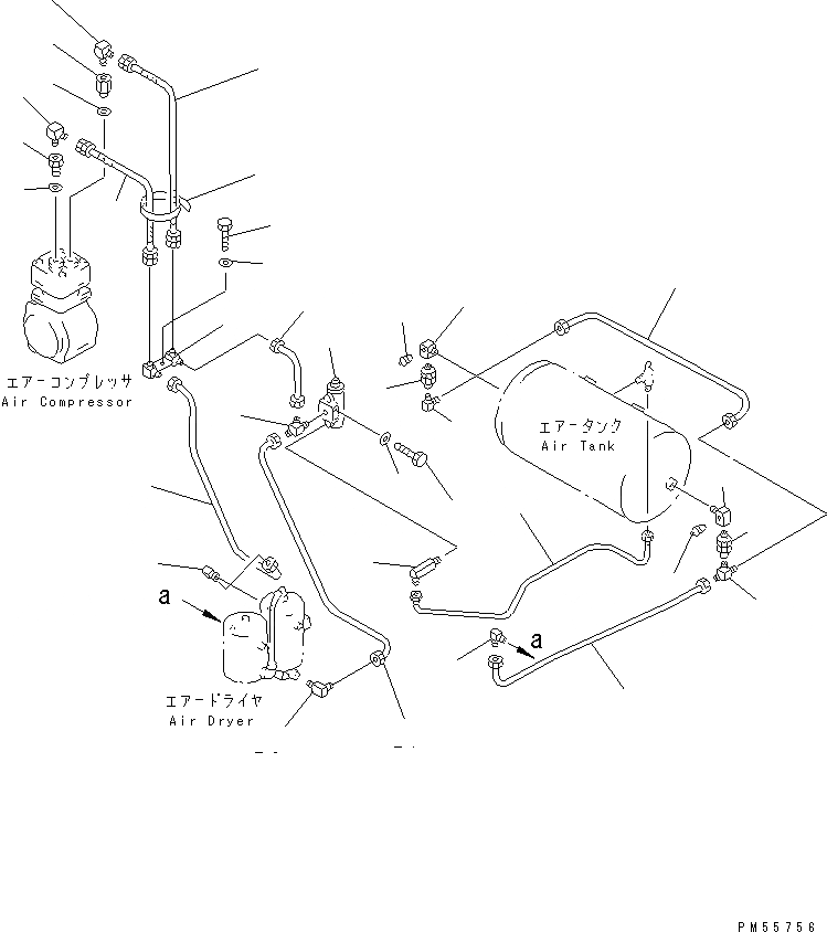 Схема запчастей Komatsu GD705A-4 - ВОЗДУХОВОД (КОМПРЕССОР - ВОЗД. ВЛАГООТДЕЛИТЕЛЬ - ВОЗД. БАЛЛОН)(С РЫХЛИТЕЛЕМ)(№-) СИСТЕМА УПРАВЛЕНИЯ
