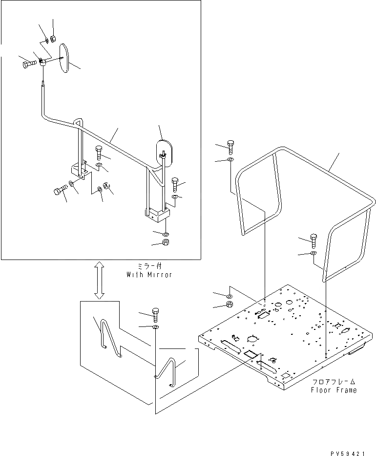 Схема запчастей Komatsu GD705A-4 - ПОРУЧНИ(№-) РАМА И ЧАСТИ КОРПУСА