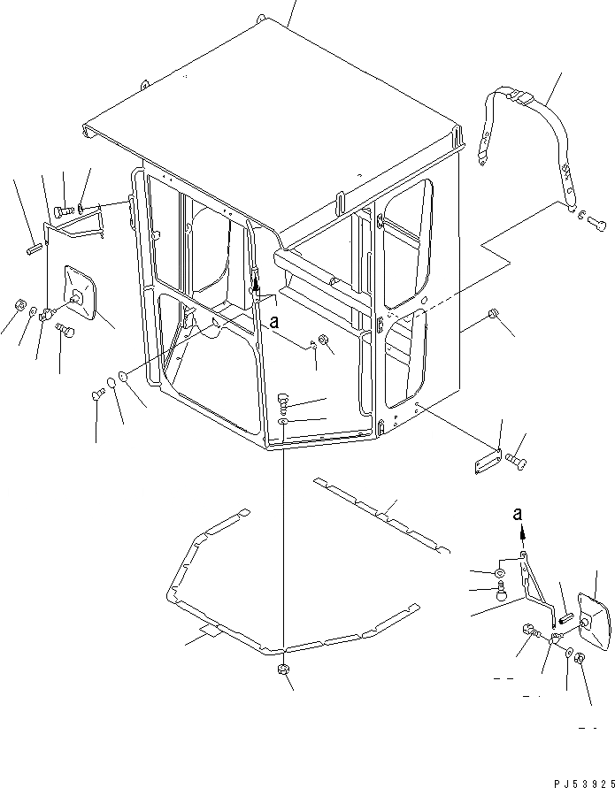 Схема запчастей Komatsu GD705A-4 - КАБИНА ROPS (КАБИНА)(№-) РАМА И ЧАСТИ КОРПУСА