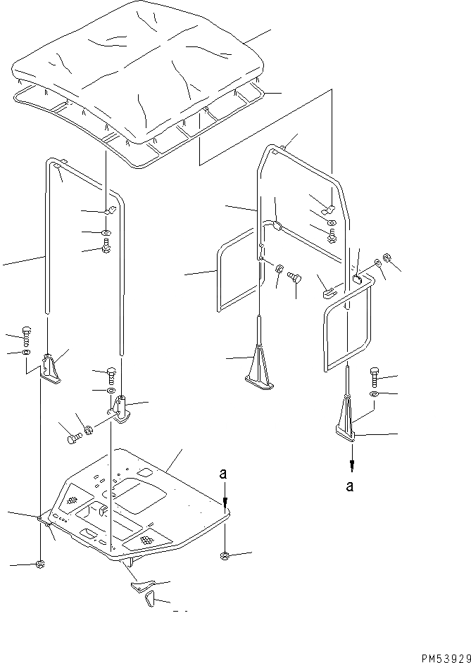 Схема запчастей Komatsu GD705A-4 - CANVAS НАВЕС(№-) РАМА И ЧАСТИ КОРПУСА