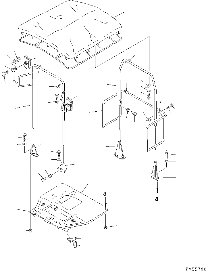 Схема запчастей Komatsu GD705A-4 - CANVAS НАВЕС (С MIRROR)(№-) РАМА И ЧАСТИ КОРПУСА