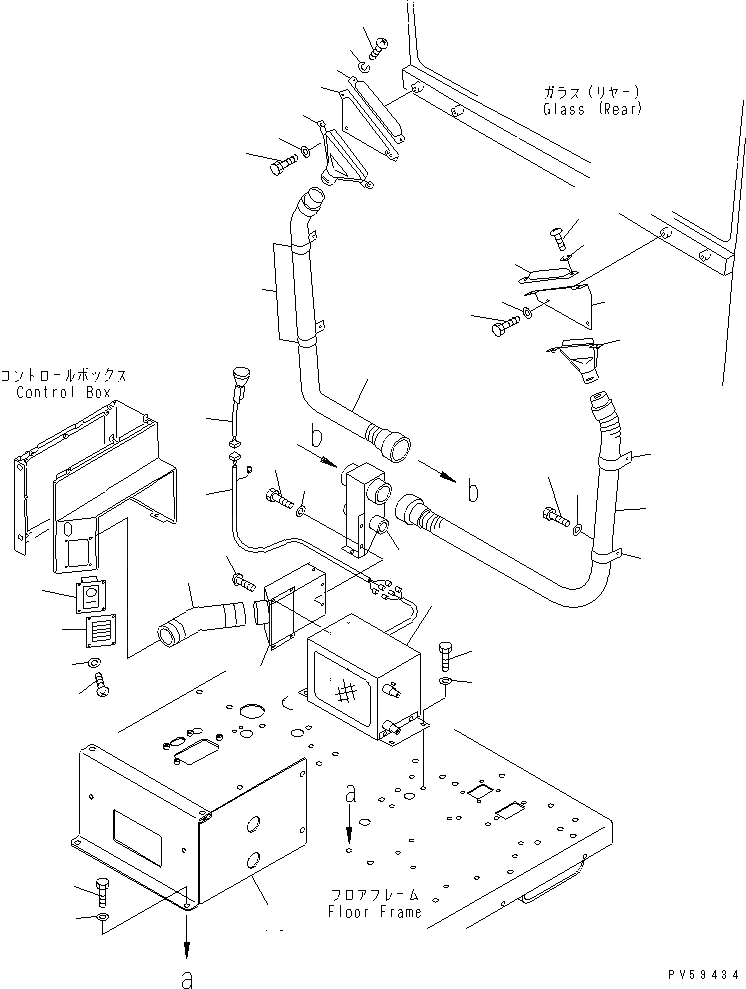 Схема запчастей Komatsu GD705A-4 - ОБОГРЕВАТЕЛЬ. (/) (ВОЗДУХОВОД) (ДЛЯ NEGATIVE СТОЯНОЧНЫЙ ТОРМОЗ)(№8-) РАМА И ЧАСТИ КОРПУСА