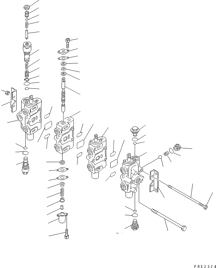Схема запчастей Komatsu GD705A-4 - УПРАВЛЯЮЩ. КЛАПАН¤ ЛЕВ. (4-Х СЕКЦИОНН.) (ДЛЯ ПЕРЕДН. ОТВАЛ)(№-) ГИДРАВЛИКА