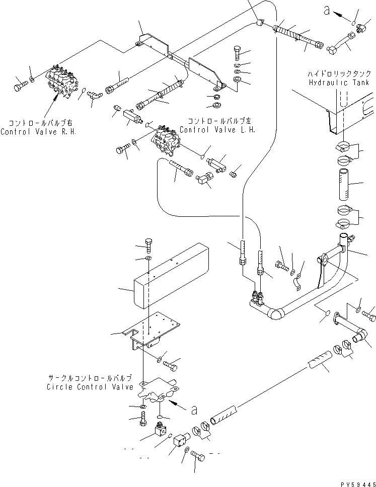 Схема запчастей Komatsu GD705A-4 - ГИДРОЛИНИЯ (КЛАПАН - БАК)(№-) ГИДРАВЛИКА