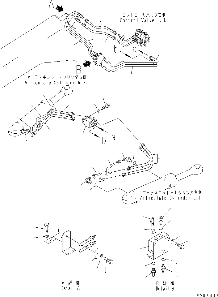 Схема запчастей Komatsu GD705A-4 - ГИДРОЛИНИЯ (ЦИЛИНДР СОЧЛЕНЕНИЯ ЛИНИЯ)(№-) ГИДРАВЛИКА