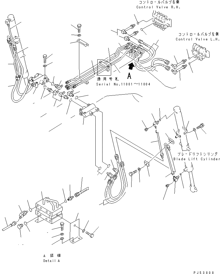 Схема запчастей Komatsu GD705A-4 - ГИДРОЛИНИЯ (ЦИЛИНДР ПОДЪЕМА ОТВАЛА ЛИНИЯ)(№-) ГИДРАВЛИКА