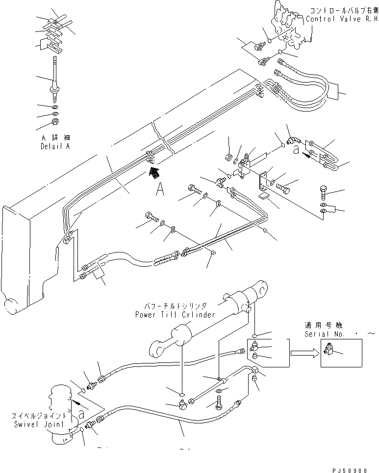 Схема запчастей Komatsu GD705A-4 - ГИДРОЛИНИЯ (ЦИЛИНДР НАКЛОНА ЛИНИЯ) (С МУФТА ТИП  КОЛЬЦЕВ.РЕВЕРС ПРИВОД)(№8-) ГИДРАВЛИКА