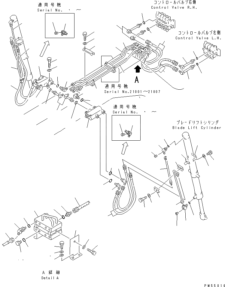 Схема запчастей Komatsu GD705A-4 - ГИДРОЛИНИЯ (ЦИЛИНДР ПОДЪЕМА ОТВАЛА ЛИНИЯ)           (С BLDE АККУМУЛЯТОР)(№-) ГИДРАВЛИКА