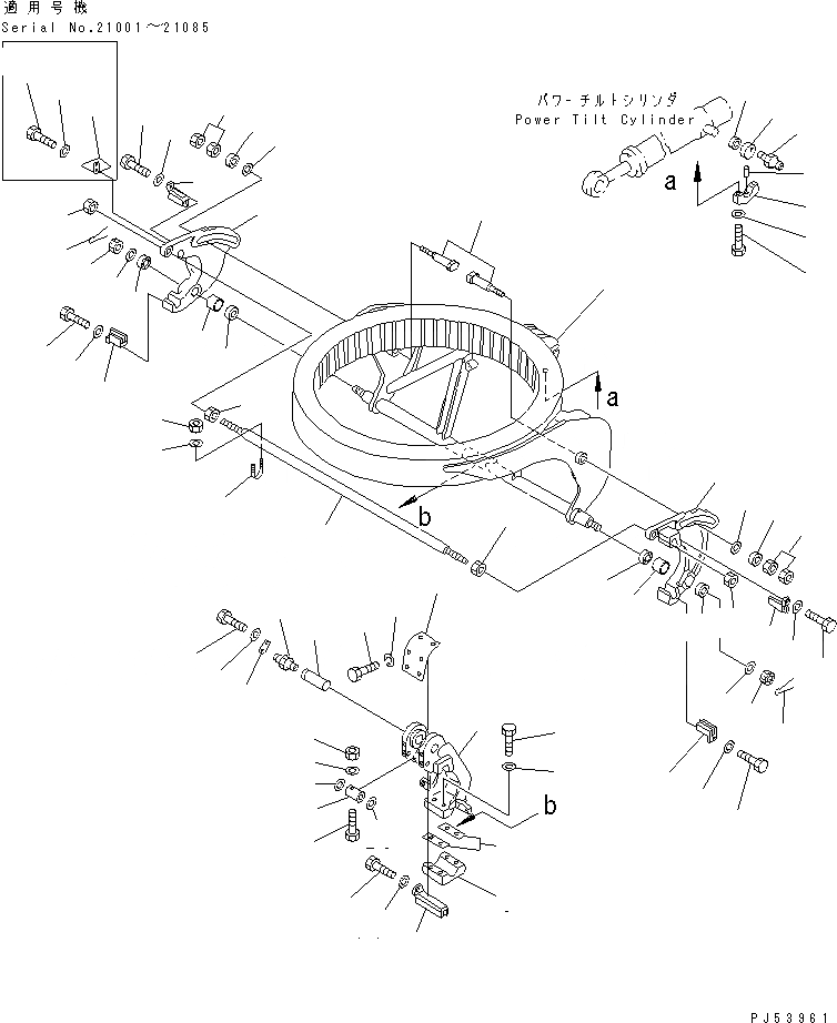 Схема запчастей Komatsu GD705A-4 - КОЛЬЦЕВ. СУППОРТ РАБОЧЕЕ ОБОРУДОВАНИЕ