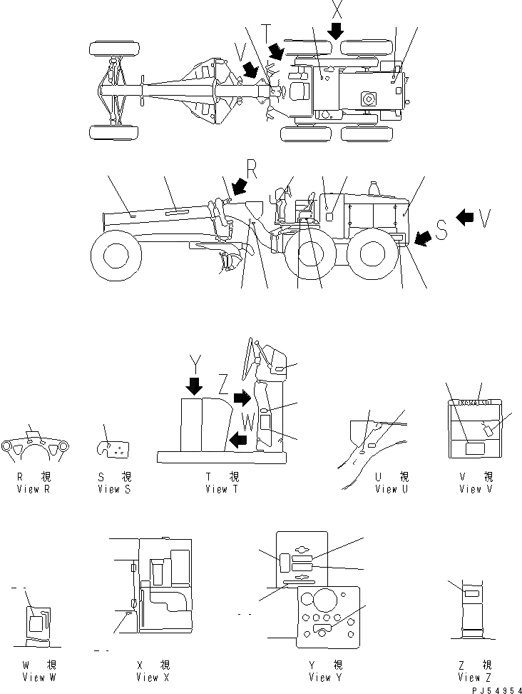 Схема запчастей Komatsu GD705A-4 - МАРКИРОВКА (АНГЛ.)(№8-) МАРКИРОВКА¤ ИНСТРУМЕНТ И РЕМКОМПЛЕКТЫ