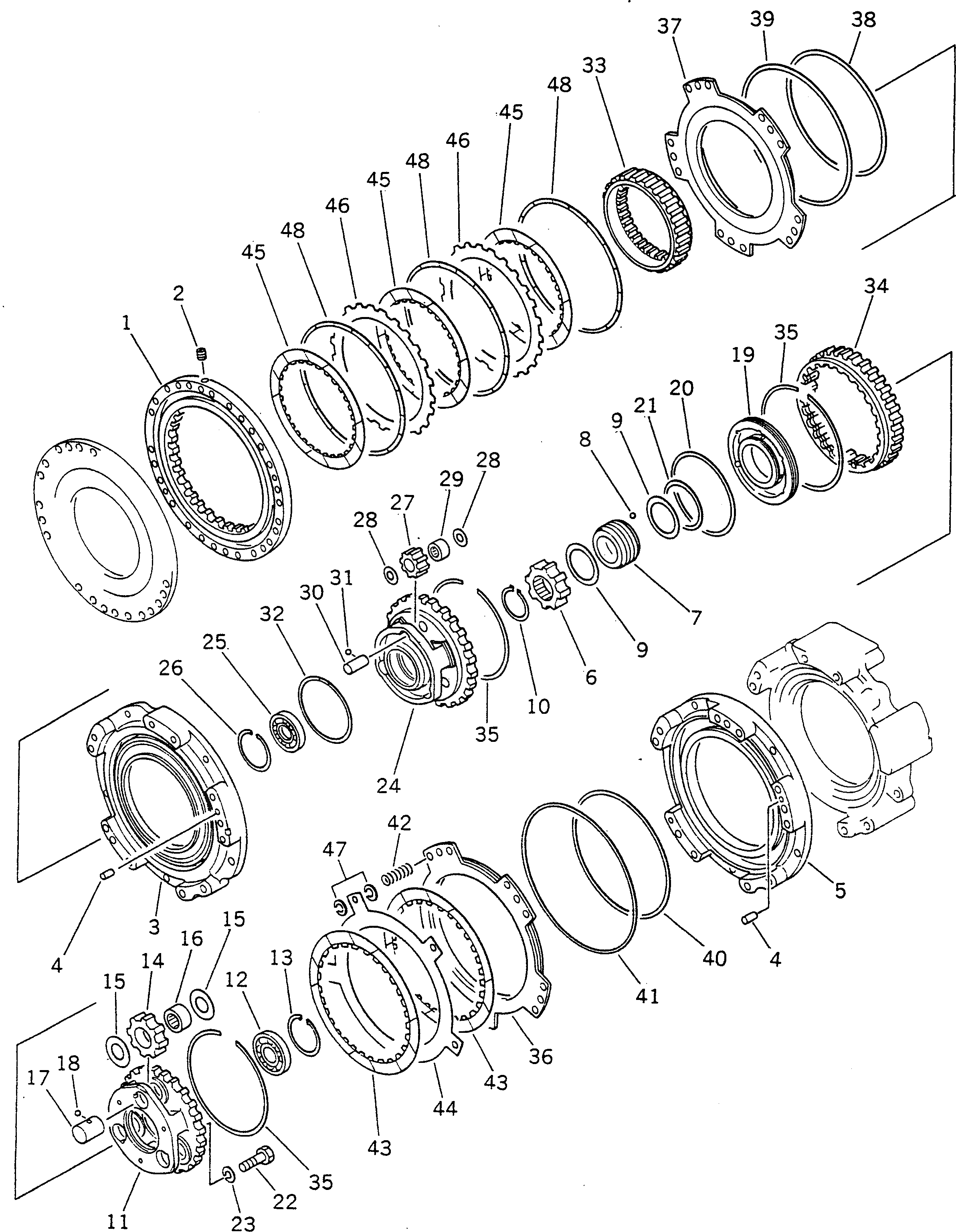 Схема запчастей Komatsu GD705A-3A - HYDROSHIFT ТРАНСМИССИЯ 1 И 2 ПРИВОД СИЛОВАЯ ПЕРЕДАЧА