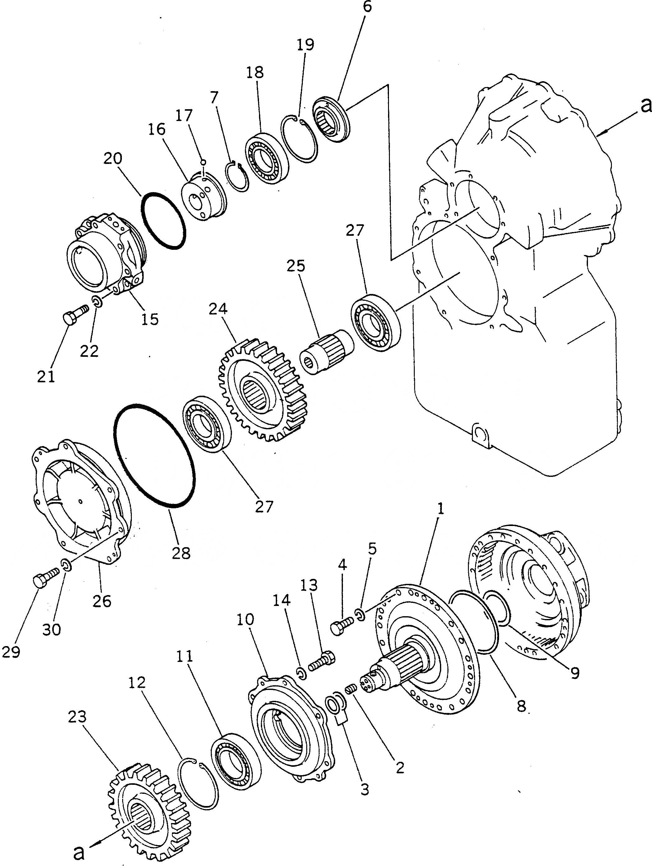 Схема запчастей Komatsu GD705A-3A - HYDROSHIFT ТРАНСМИССИЯ ВЫХОДНОЙ ВАЛ (/) СИЛОВАЯ ПЕРЕДАЧА