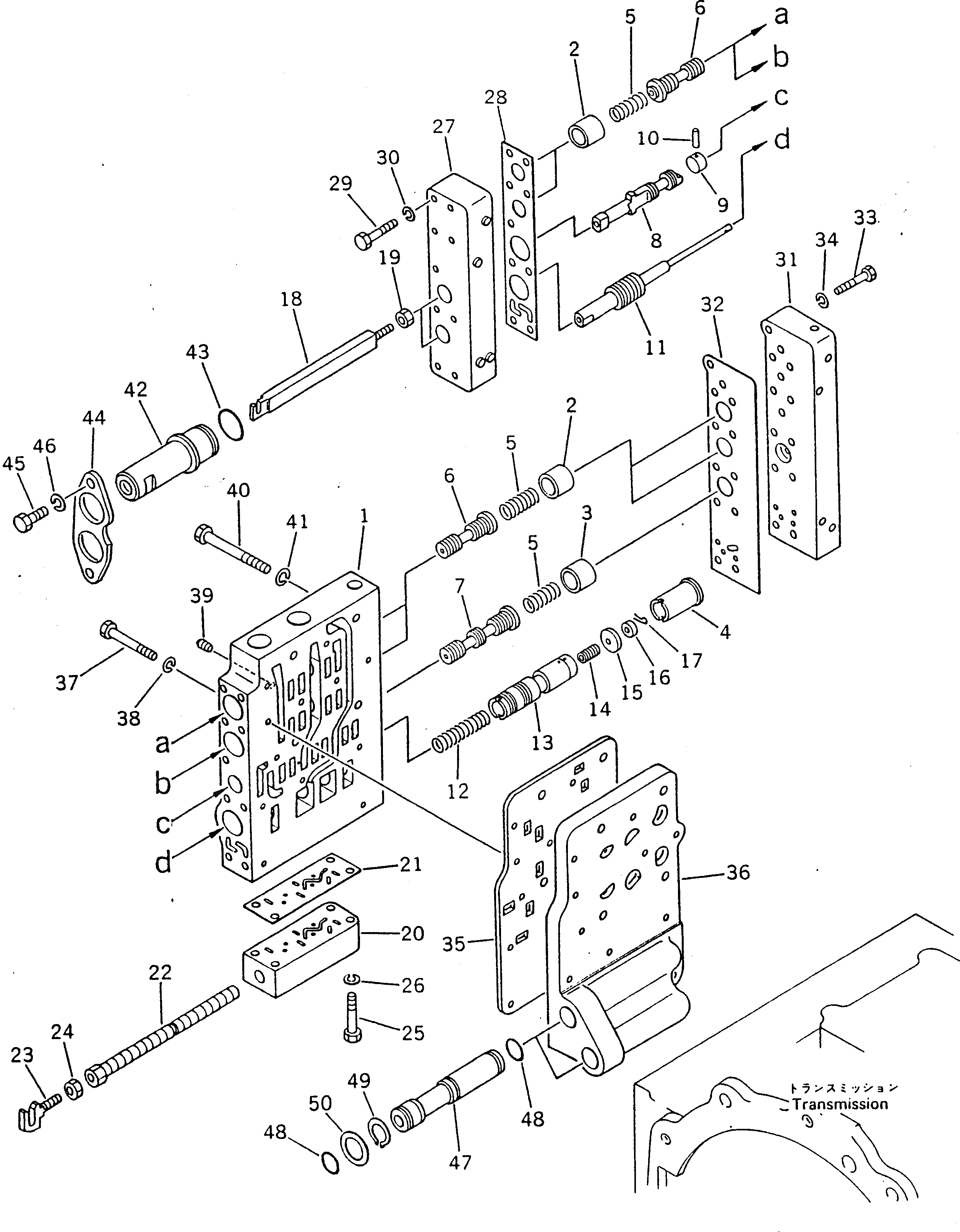 Схема запчастей Komatsu GD705A-3A - HYDROSHIFT КЛАПАН УПРАВЛЕНИЯ ТРАНСМИССИЕЙ (/)(№-.) СИЛОВАЯ ПЕРЕДАЧА