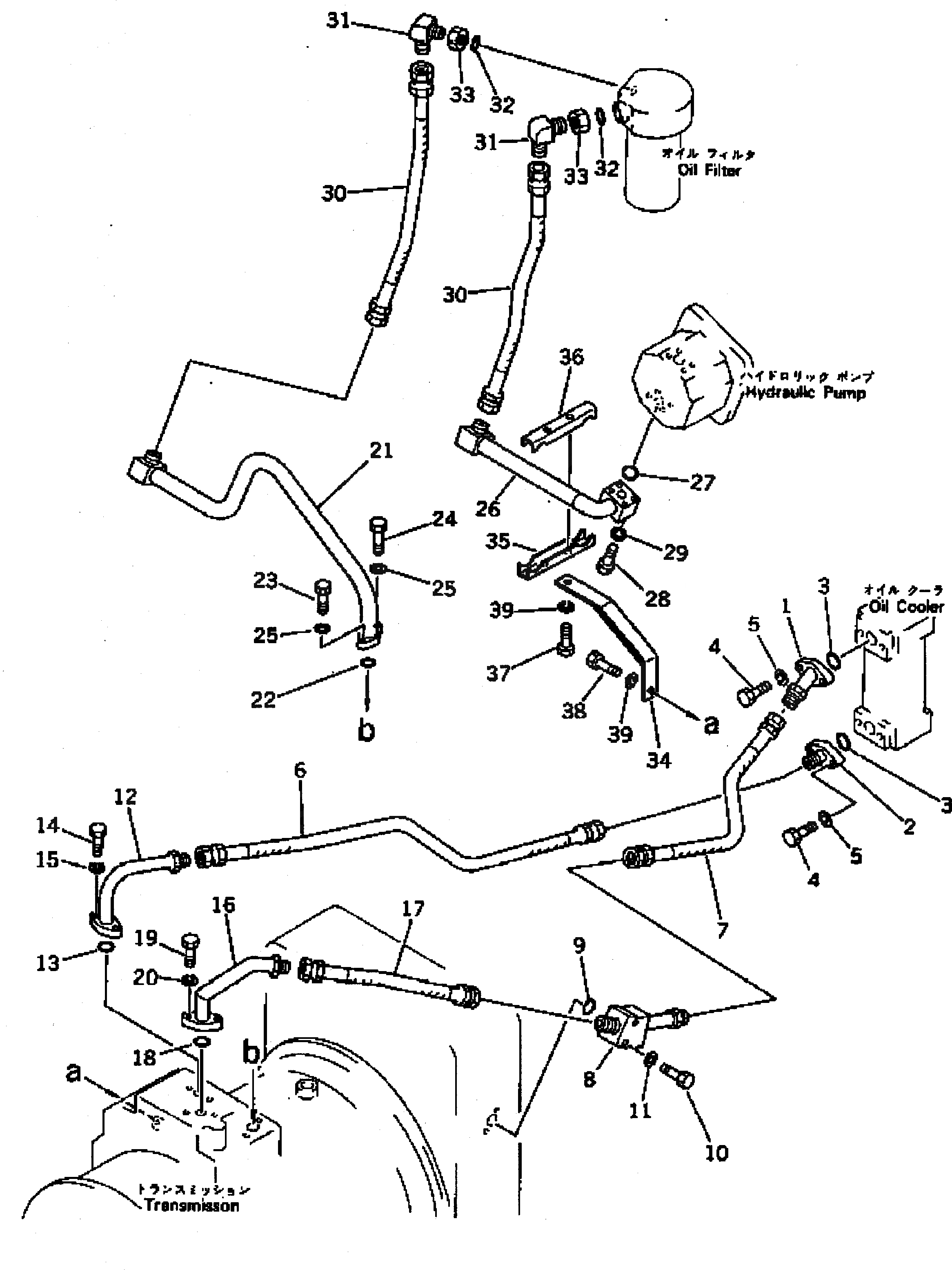 Схема запчастей Komatsu GD705A-3A - ГИДРОЛИНИЯ ТРАНСМИССИИ (/) СИЛОВАЯ ПЕРЕДАЧА