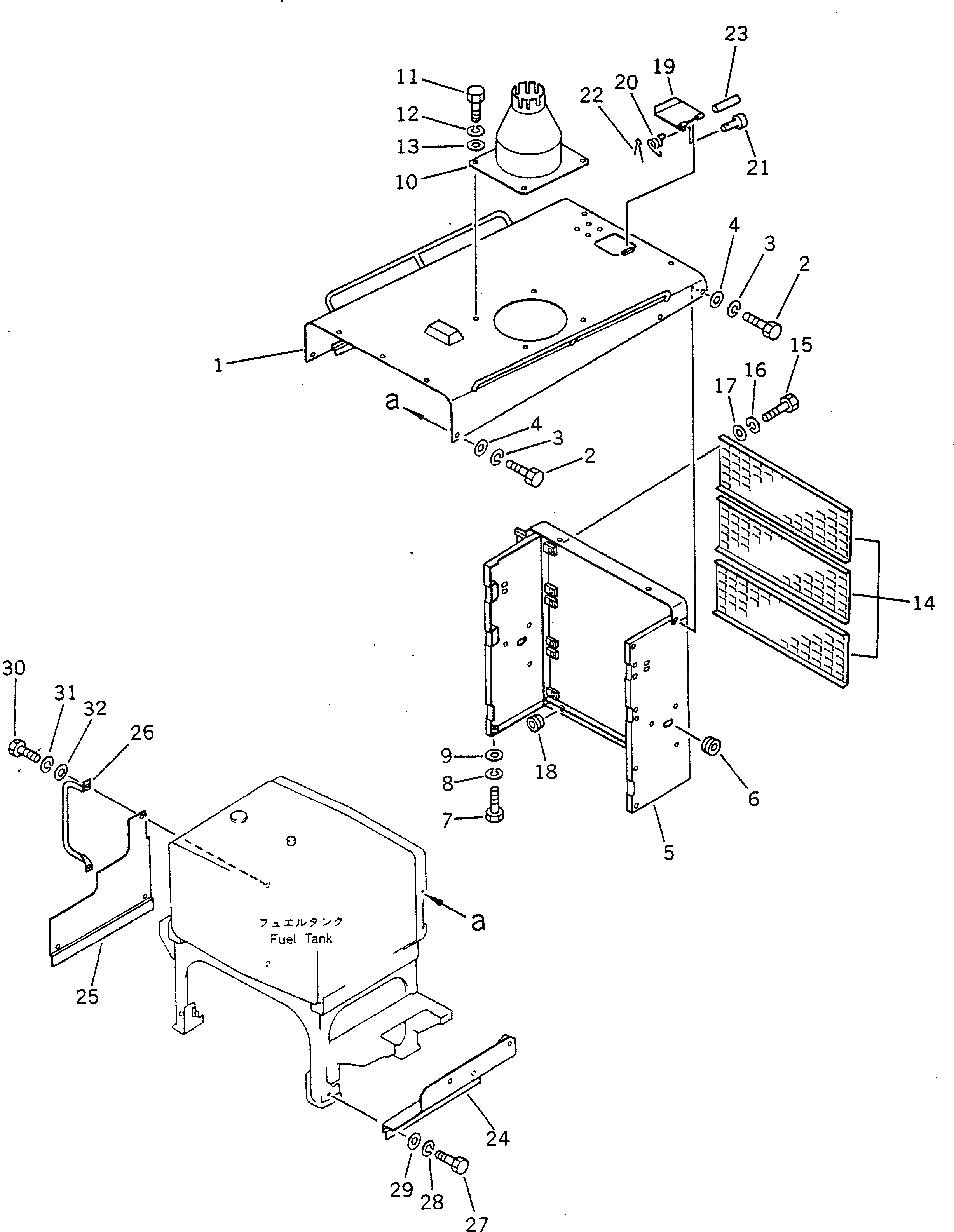 Схема запчастей Komatsu GD705A-3A - КАПОТ РАМА И ЧАСТИ КОРПУСА