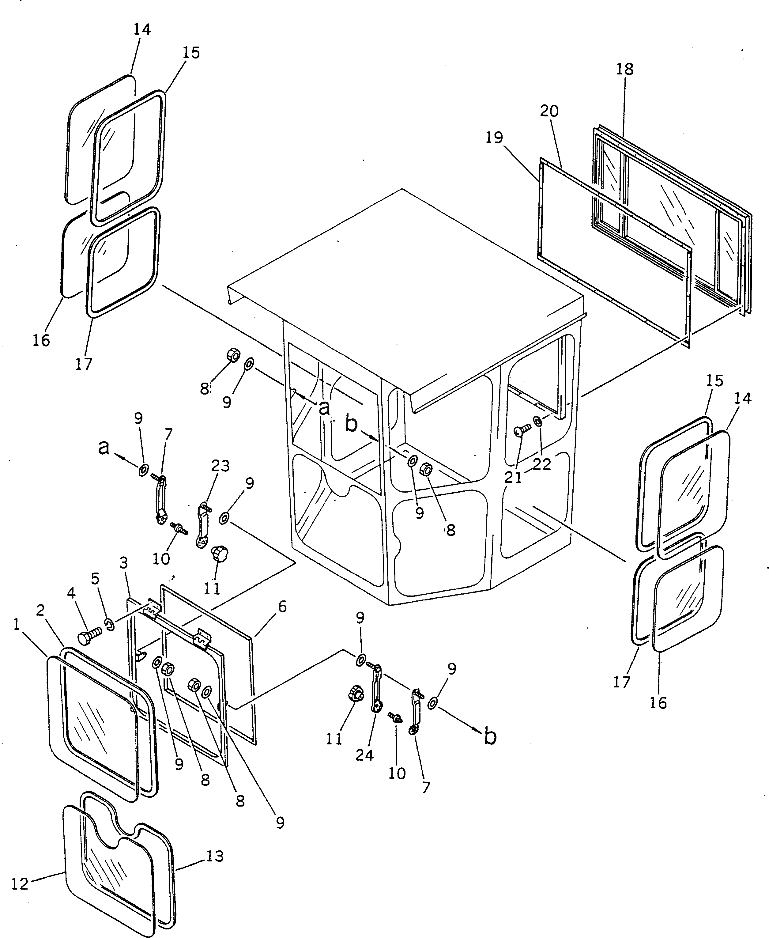 Схема запчастей Komatsu GD705A-3A - КАБИНА (/) РАМА И ЧАСТИ КОРПУСА