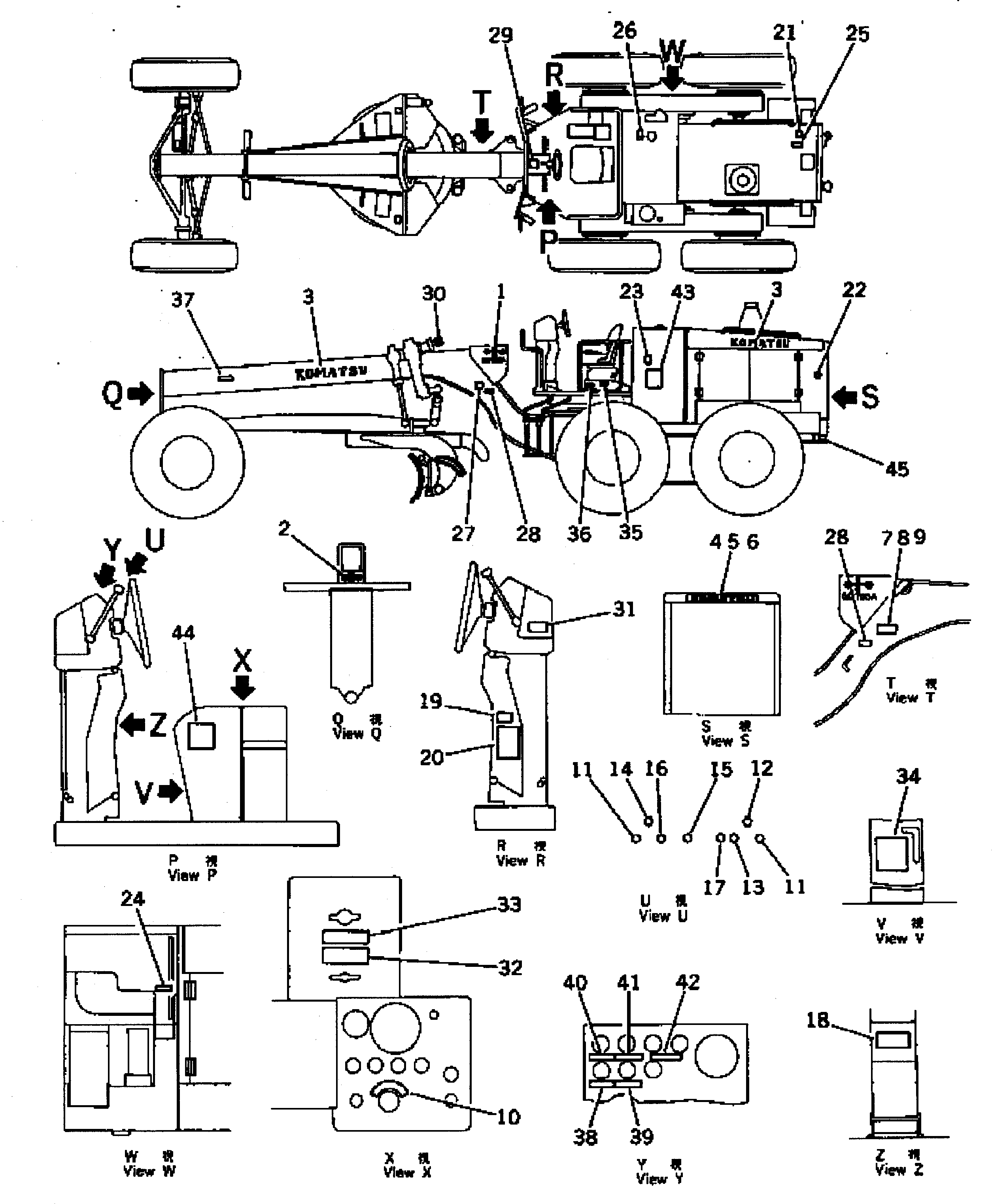 Схема запчастей Komatsu GD705A-3A - МАРКИРОВКА РАМА И ЧАСТИ КОРПУСА
