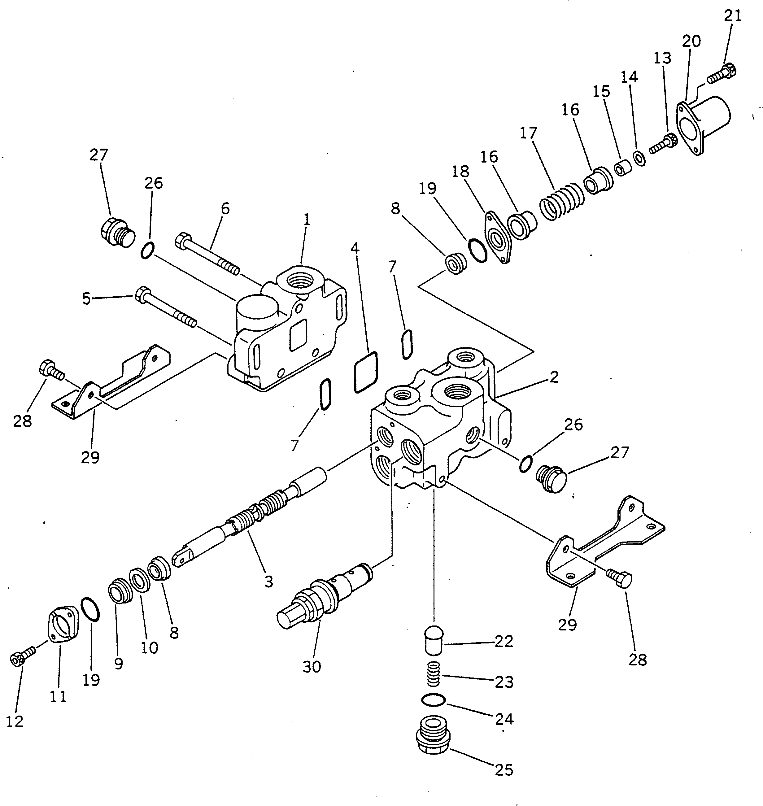 Схема запчастей Komatsu GD705A-3A - ГИДРАВЛ УПРАВЛЯЮЩ. КЛАПАН ЛЕВ. (-СЕКЦ.) ГИДРАВЛИКА