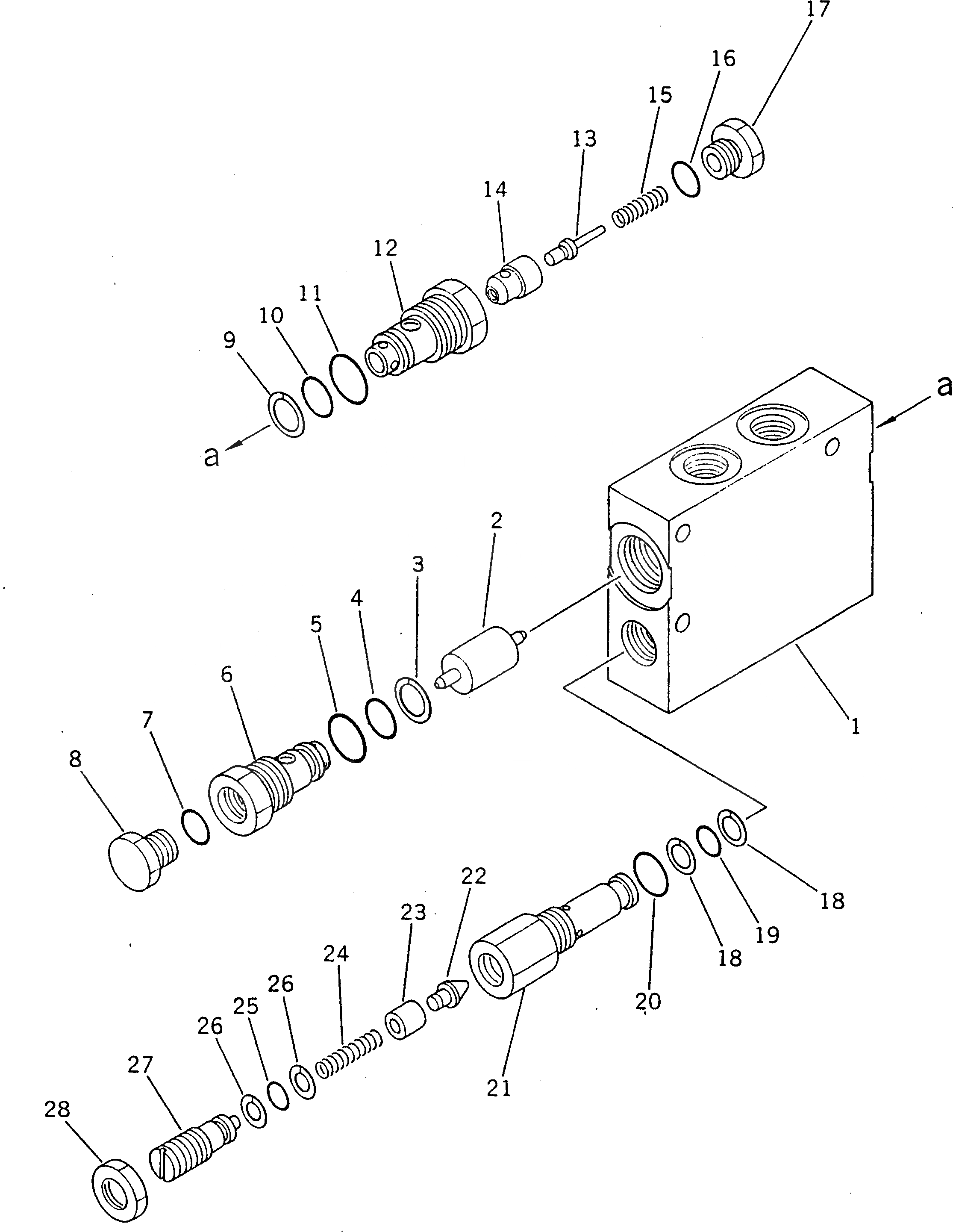 Схема запчастей Komatsu GD705A-3A - ГЛАВН. КОНТРОЛЬНЫЙ КЛАПАН(ДЛЯ ПОДЪЕМА ОТВАЛАЫ¤ ЛЕВ.)(№-) ГИДРАВЛИКА