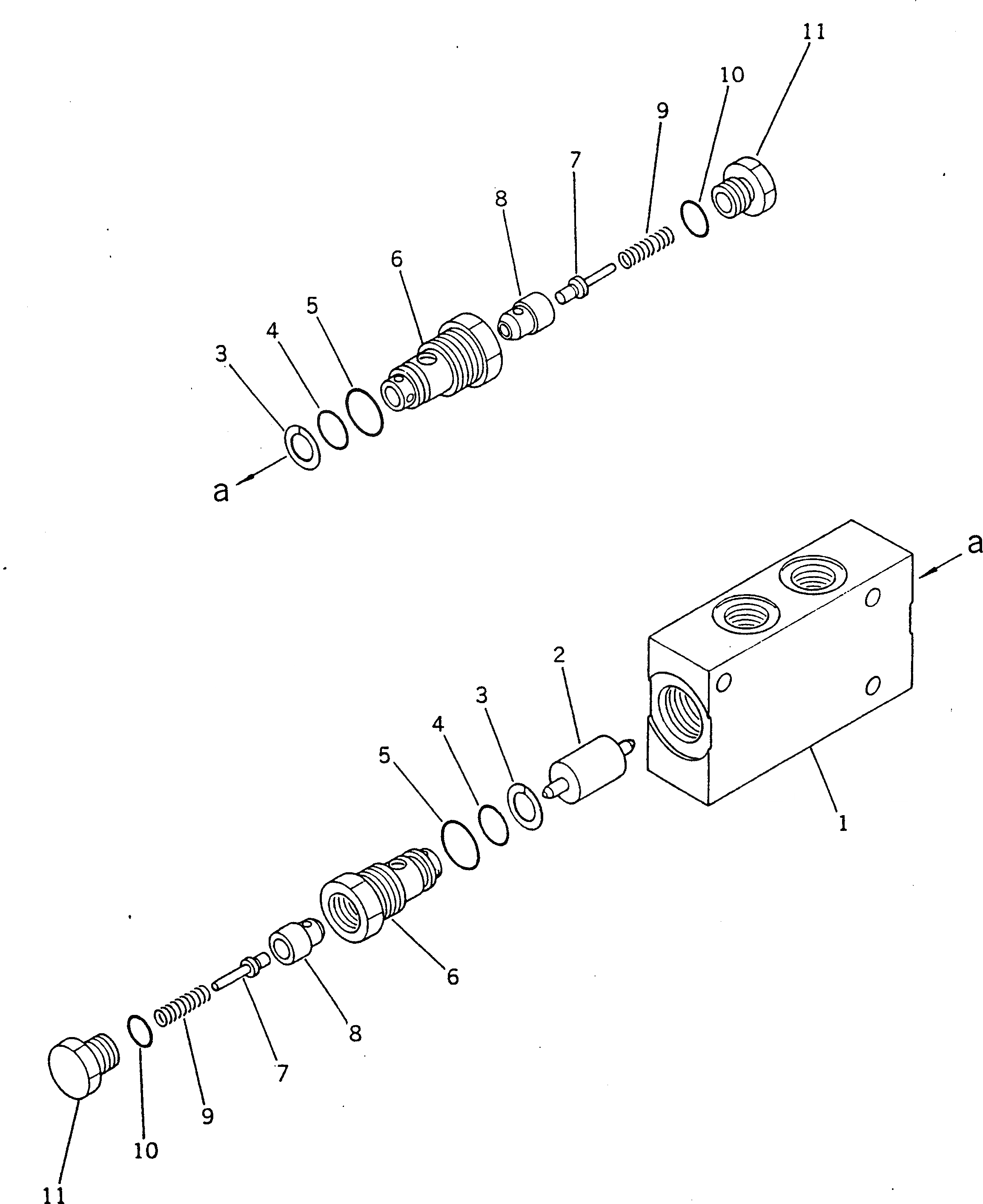 Схема запчастей Komatsu GD705A-3A - ГЛАВН. КОНТРОЛЬНЫЙ КЛАПАН(ДЛЯ СОЧЛ. СОЕД.)(№-) ГИДРАВЛИКА