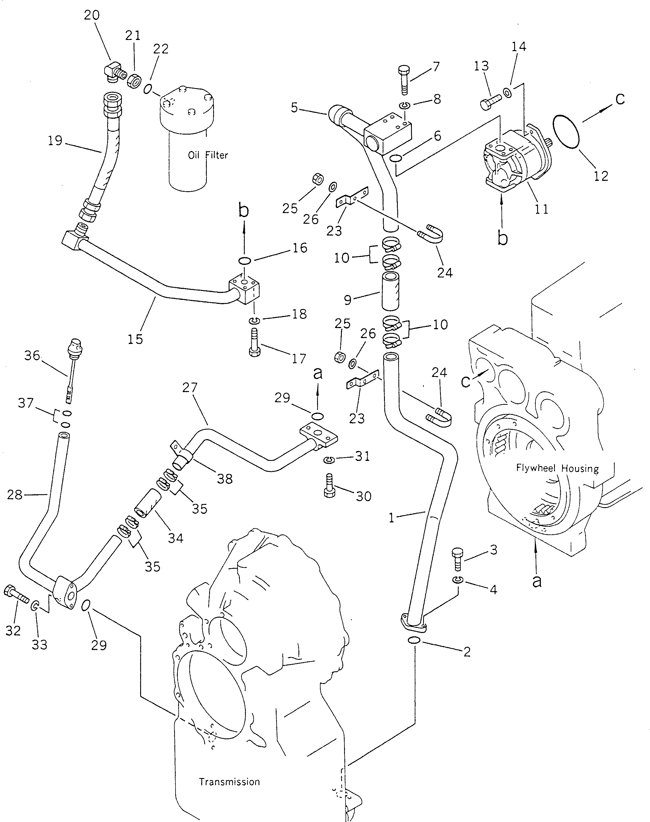 Схема запчастей Komatsu GD705A-4 - ГИДРОЛИНИЯ ТРАНСМИССИИ (/) СИЛОВАЯ ПЕРЕДАЧА