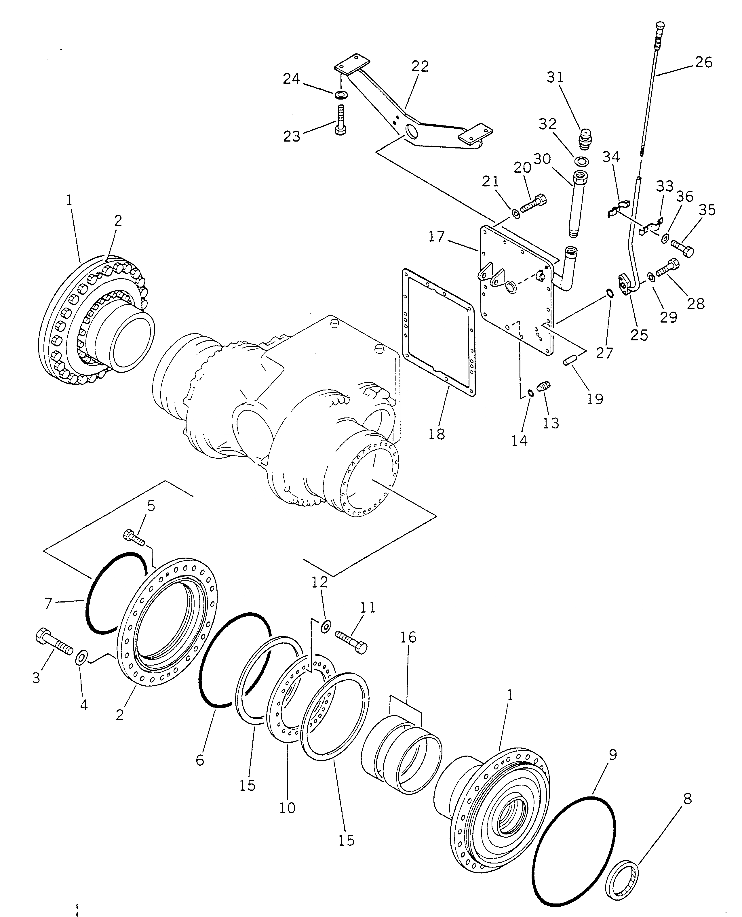 Схема запчастей Komatsu GD705A-4 - КОРПУС КОНЕЧН. ПЕРЕДАЧИ (/) СИЛОВАЯ ПЕРЕДАЧА