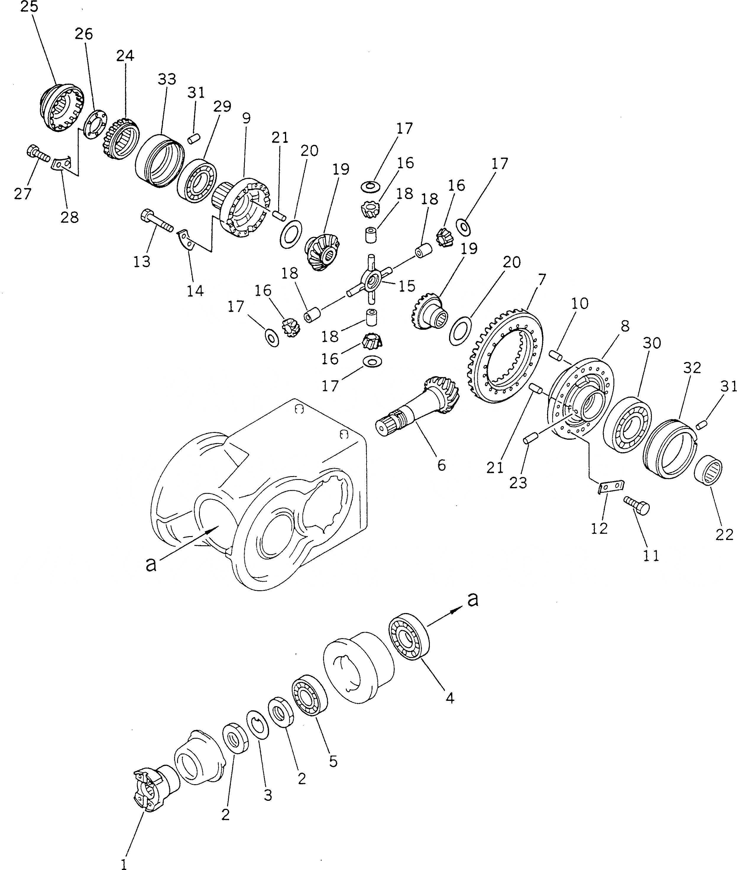 Схема запчастей Komatsu GD705A-4 - КОНЕЧНАЯ ПЕРЕДАЧА И ВАЛ (/) СИЛОВАЯ ПЕРЕДАЧА