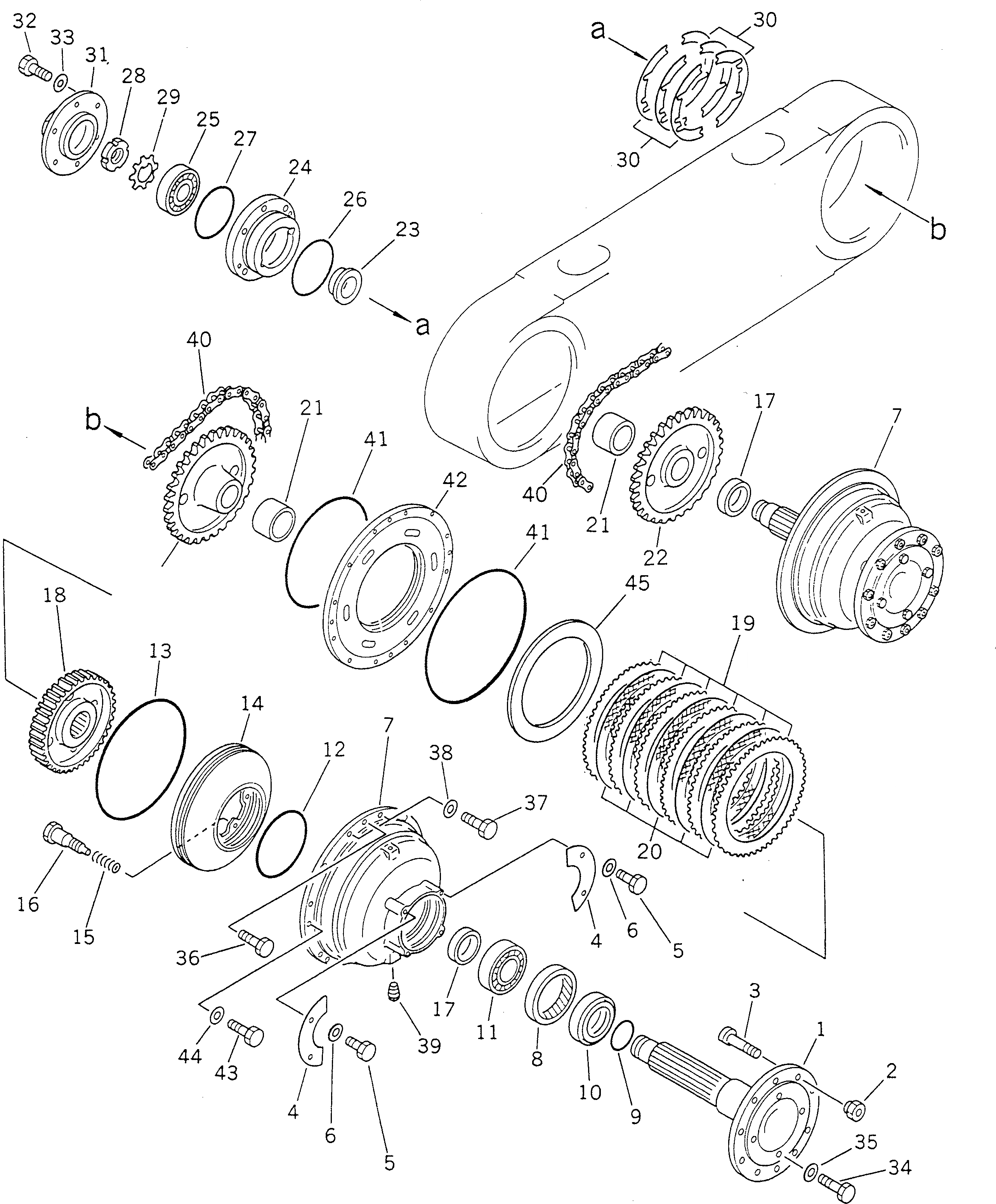 Схема запчастей Komatsu GD705A-4 - СДВОЕНН. ПРИВОД (/) СИЛОВАЯ ПЕРЕДАЧА
