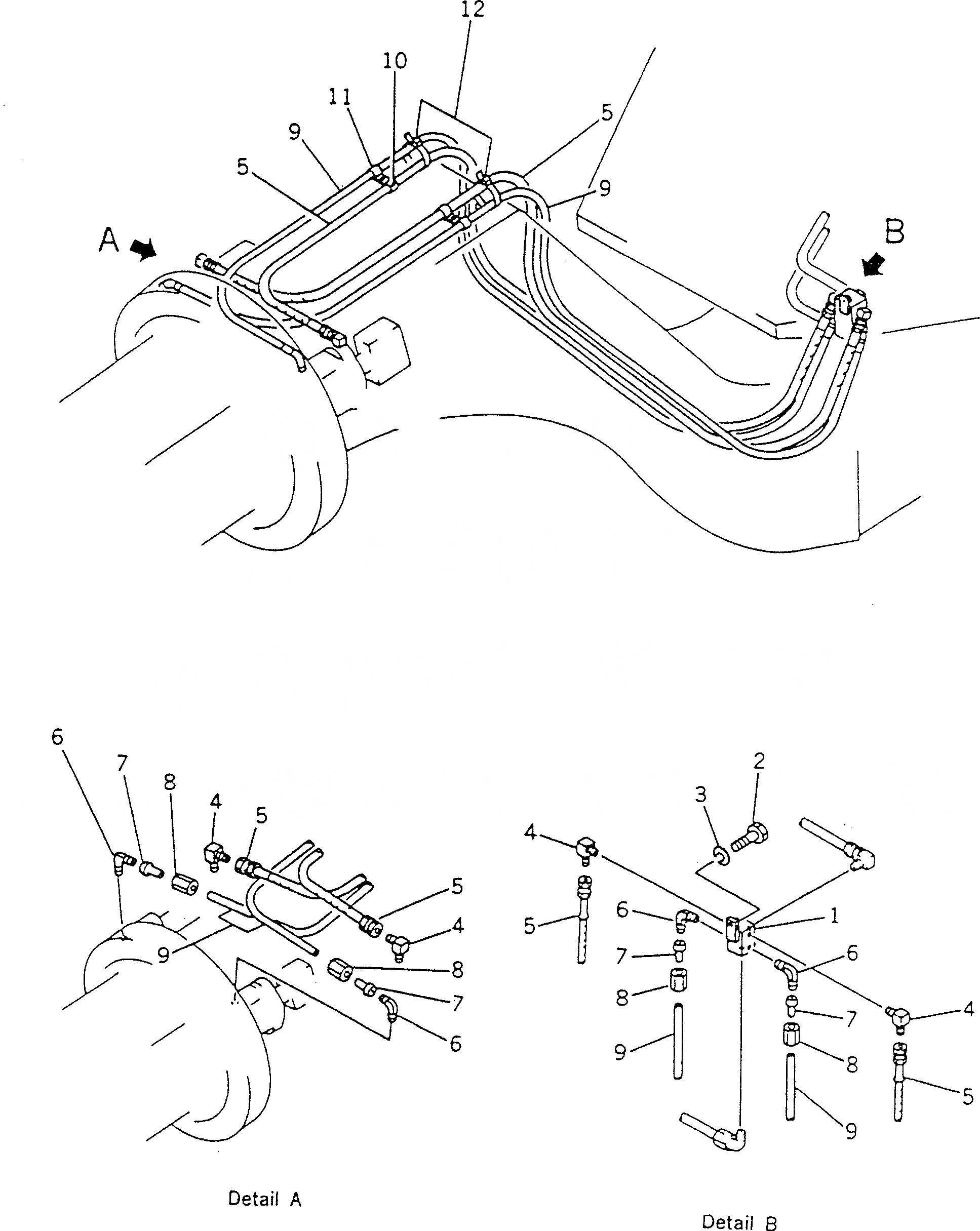 Схема запчастей Komatsu GD705A-4 - ГИДРОЛИНИИ ВЫРАВН. НАСЫПИ (/) СИСТЕМА УПРАВЛЕНИЯ