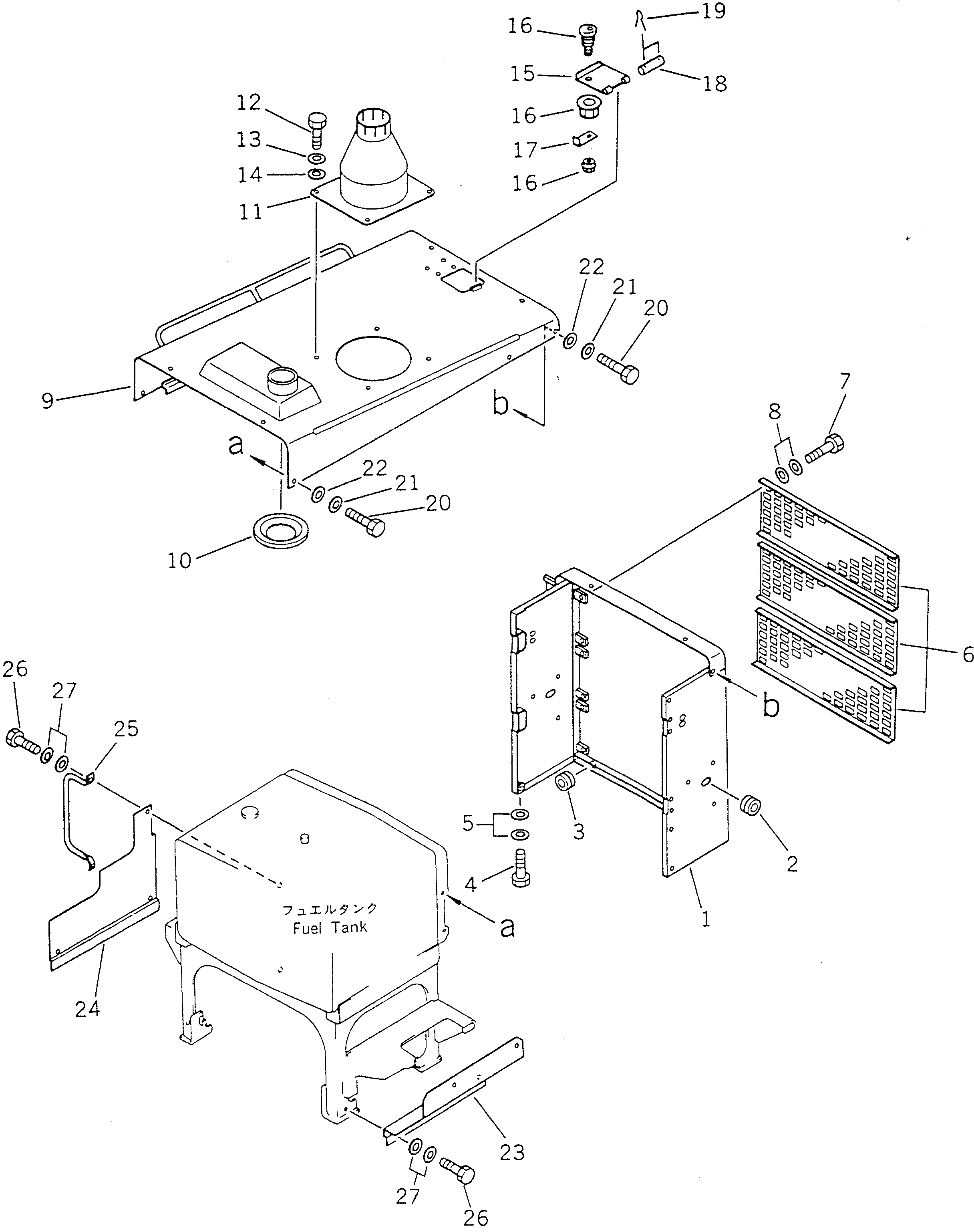 Схема запчастей Komatsu GD705A-4 - ЗАЩИТА РАДИАТОРА AND КАПОТ (ДЛЯ РОССИЯ №97-)(№97-) РАМА И ЧАСТИ КОРПУСА