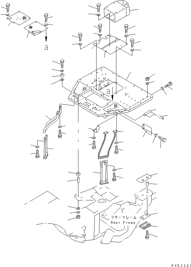 Схема запчастей Komatsu GD705A-4 - КАБИНА ОПЕРАТОРА (/) (ДЛЯ КИТАЙ №-) РАМА И ЧАСТИ КОРПУСА
