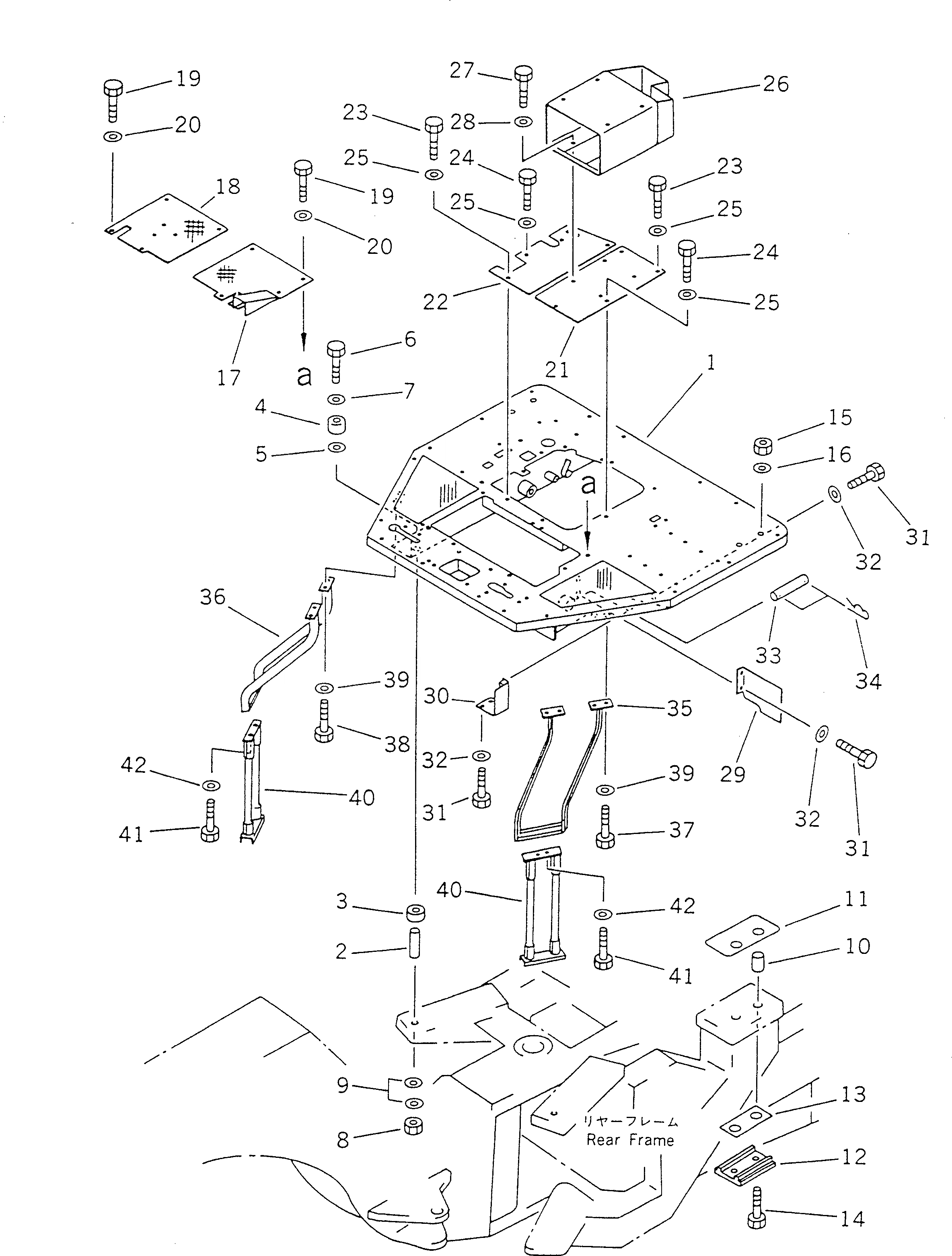 Схема запчастей Komatsu GD705A-4 - КАБИНА ОПЕРАТОРА (ДЛЯ РОССИЯ №97-)(№97-) РАМА И ЧАСТИ КОРПУСА