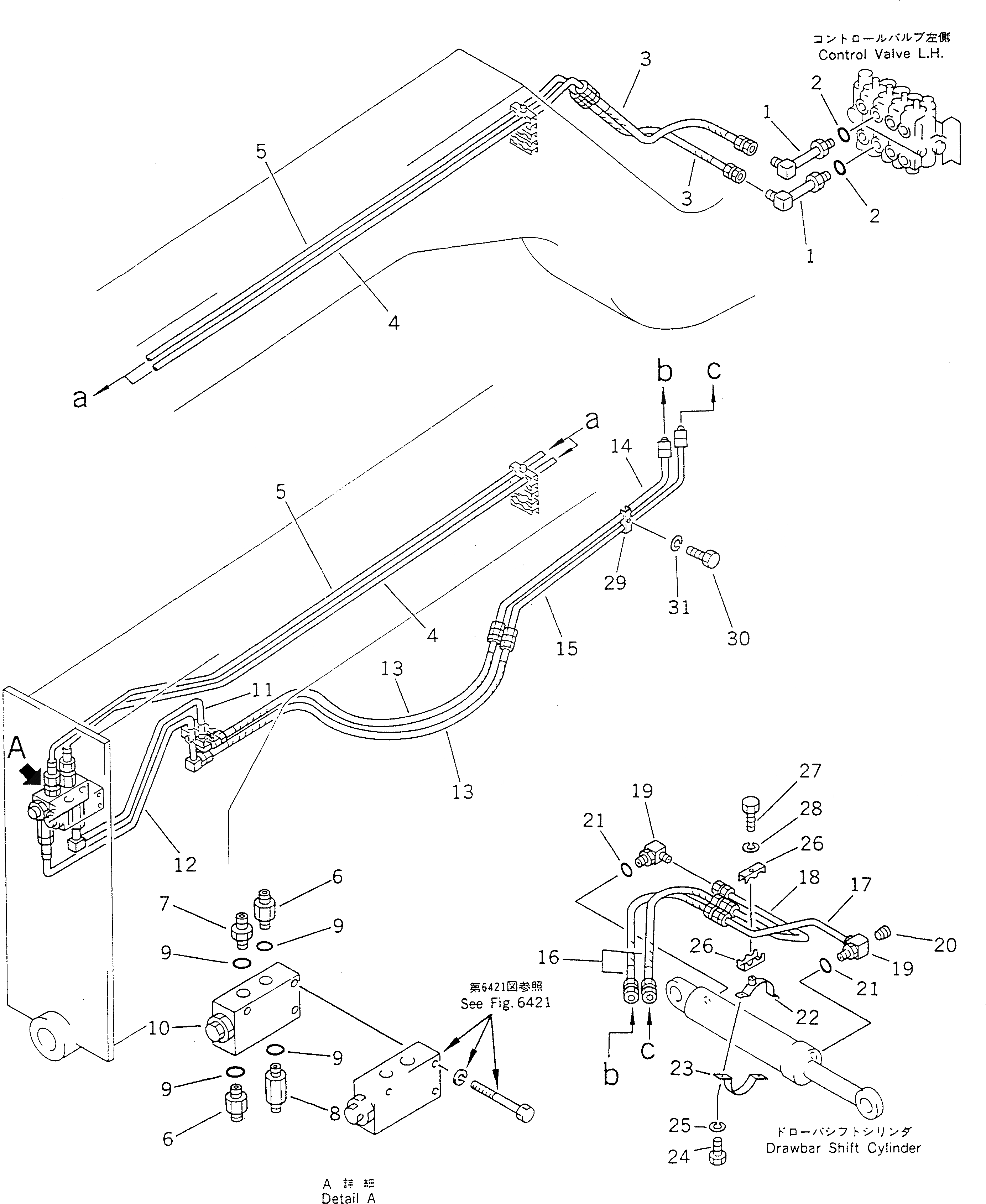 Схема запчастей Komatsu GD705A-4 - ГИДРОЛИНИЯ (СЦЕПНОЕ УСТРОЙСТВО SHIFT ЛИНИЯ ЦИЛИНДРА) ГИДРАВЛИКА