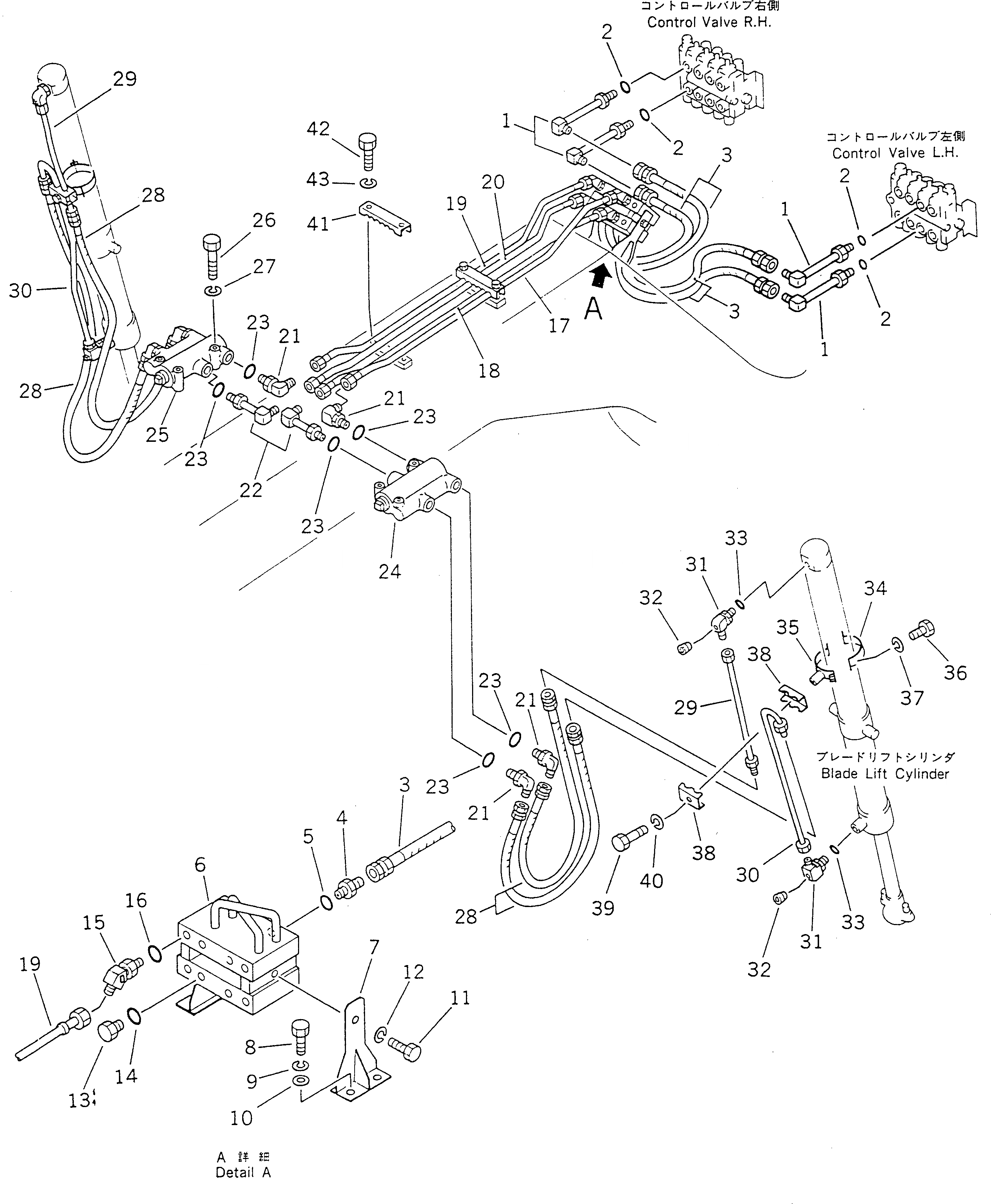 Схема запчастей Komatsu GD705A-4 - ГИДРОЛИНИЯ (ЦИЛИНДР ПОДЪЕМА ОТВАЛА ЛИНИЯ) ГИДРАВЛИКА