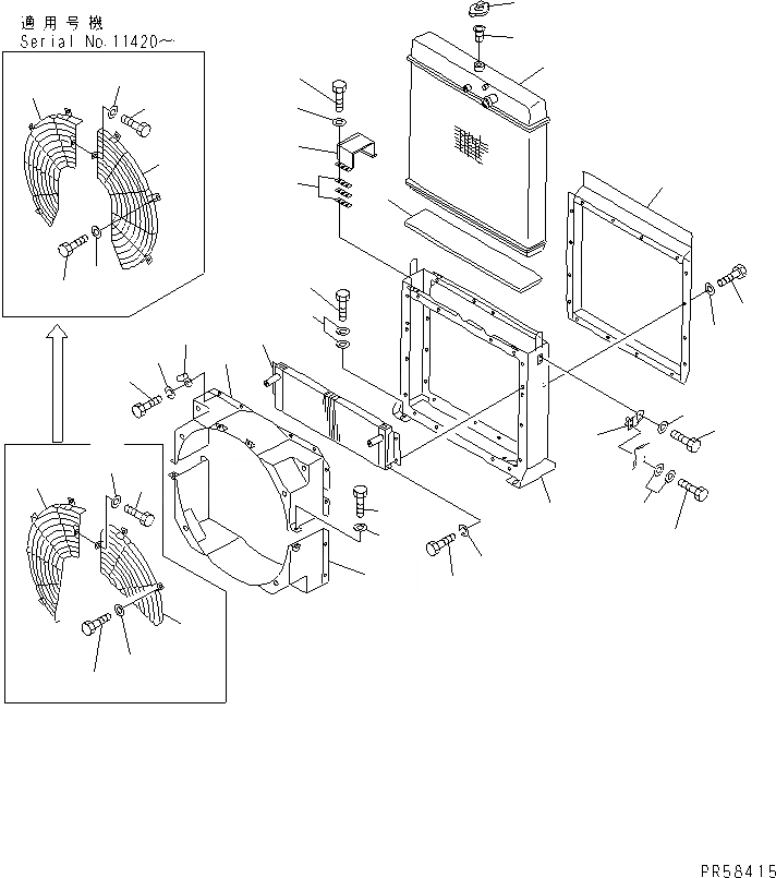 Схема запчастей Komatsu GD705A-4A - РАДИАТОР (СПЕЦ-Я С АВТОМ. ТРАНСМИССИЕЙ)(№8-) КОМПОНЕНТЫ ДВИГАТЕЛЯ И ЭЛЕКТРИКА
